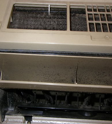 熱交換器・フラップも汚れています。